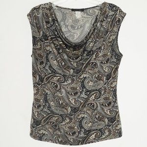 Jennie & Marlis Sleeveless Cowl Paisley Blouse
